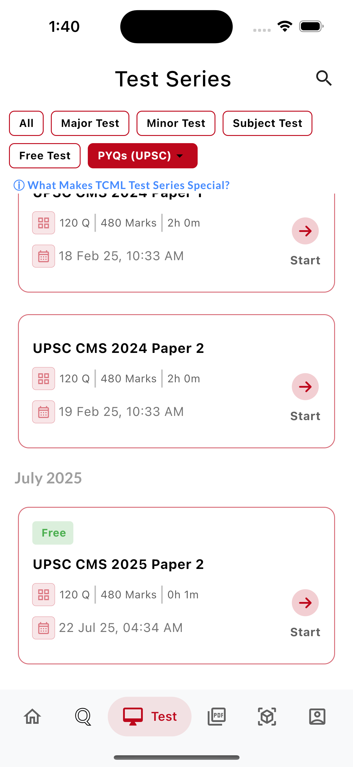 UPSC CMS Papers Selection