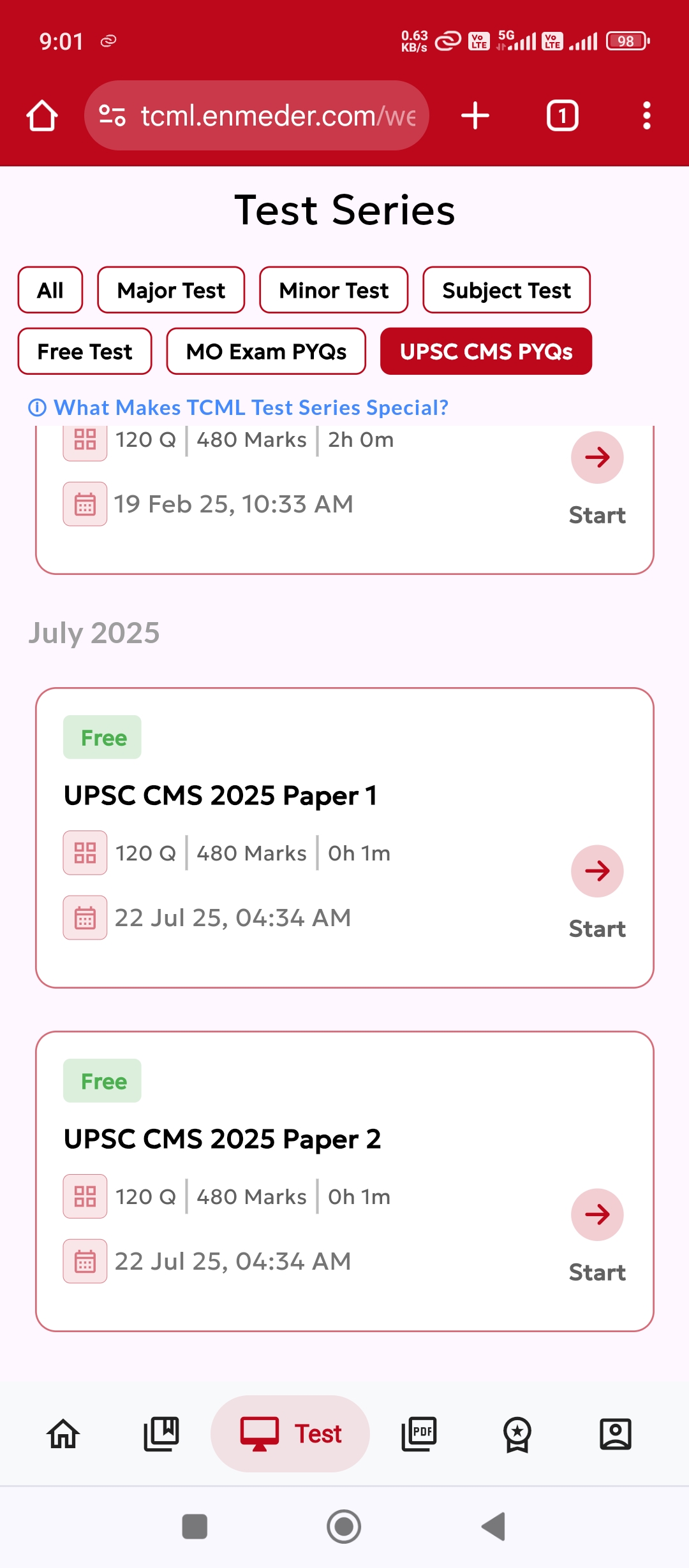 UPSC CMS 2025 Paper 1 & 2 now available on TCML mobile app